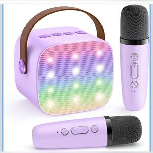 NIB YLL Portable Karaoke Machine,2 Mics,Mini Speaker,2026 Top Gift,Purple